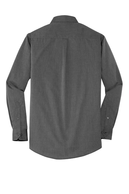Rear View of Soft Black Port Authority Crosshatch Easy Care Shirt. S640