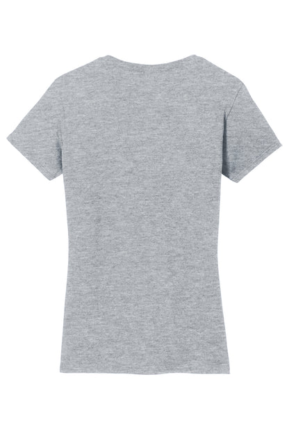 Rear View of Sport Grey Gildan Women's Heavy Cotton 100% Cotton V-Neck T-Shirt. 5V00L
