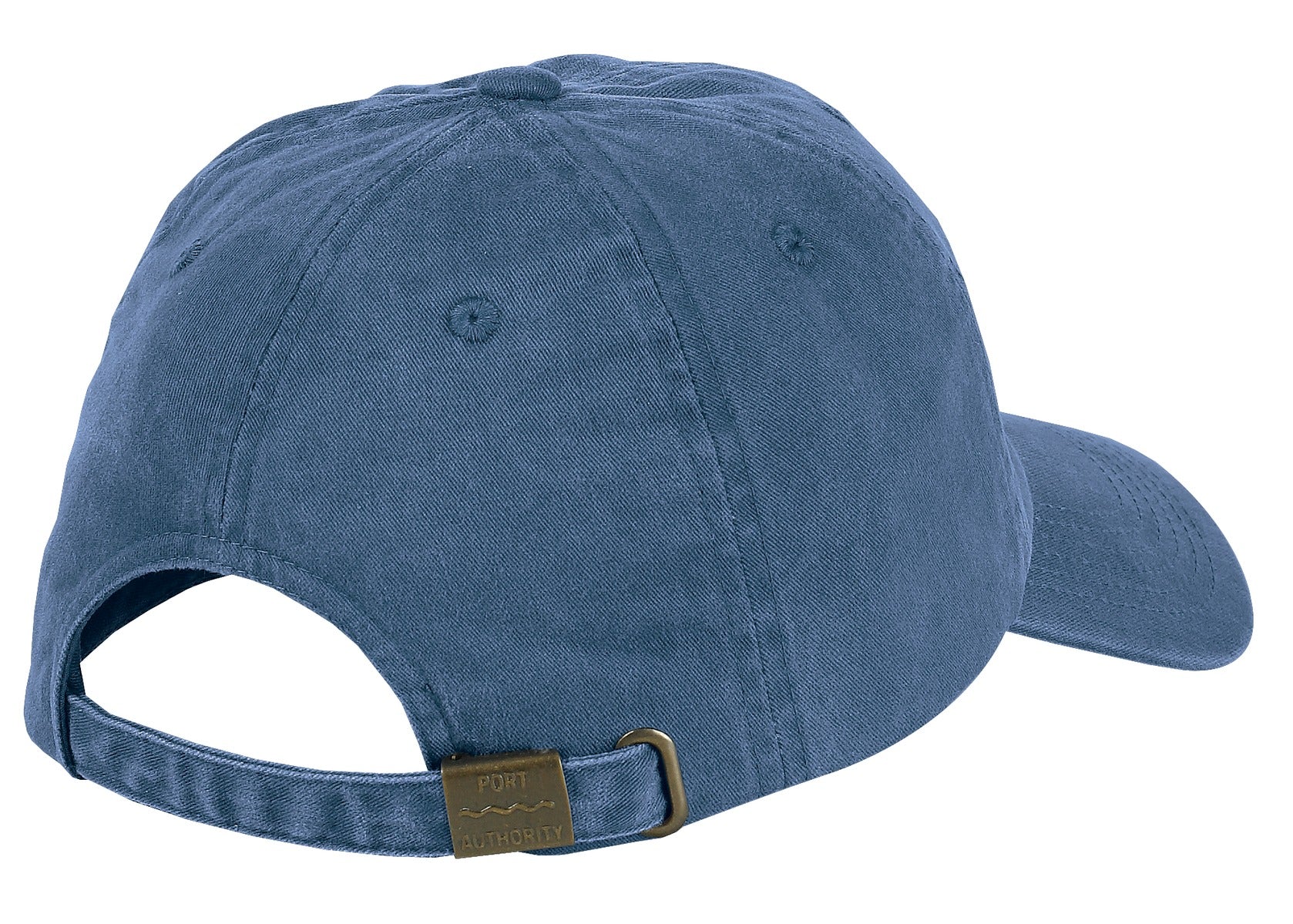 Rear View of Steel Blue Port Authority Garment-Washed Cap. PWU