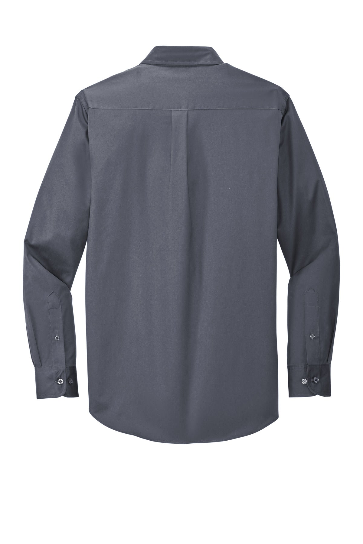 Rear View of Steel Grey Port Authority Extended Size Long Sleeve Easy Care Shirt S608ES