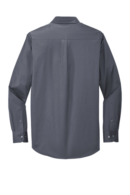 Rear View of Steel Grey Port Authority Extended Size Long Sleeve Easy Care Shirt S608ES