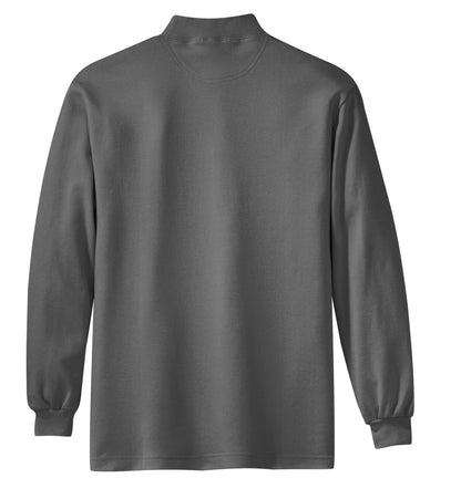 Rear View of Steel Grey Port Authority Interlock Knit Mock Turtleneck. K321