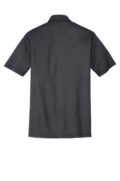 Rear View of Steel Grey Port Authority Silk Touch Performance Pocket Polo. K540P
