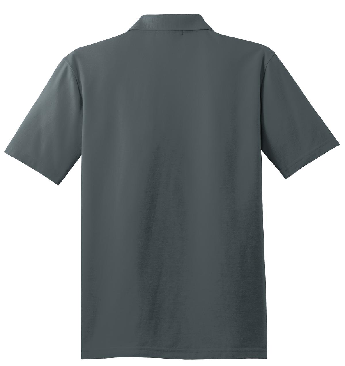 Rear View of Steel Grey Port Authority Stain-Release Polo. K510