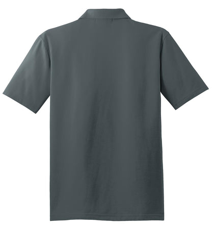 Rear View of Steel Grey Port Authority Stain-Release Polo. K510