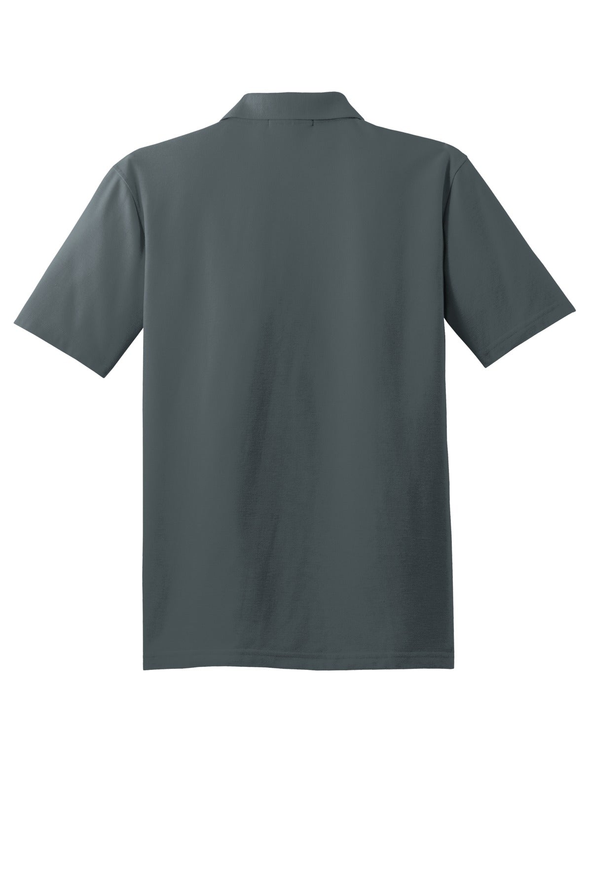 Rear View of Steel Grey Port Authority Tall Stain-Release Polo. TLK510