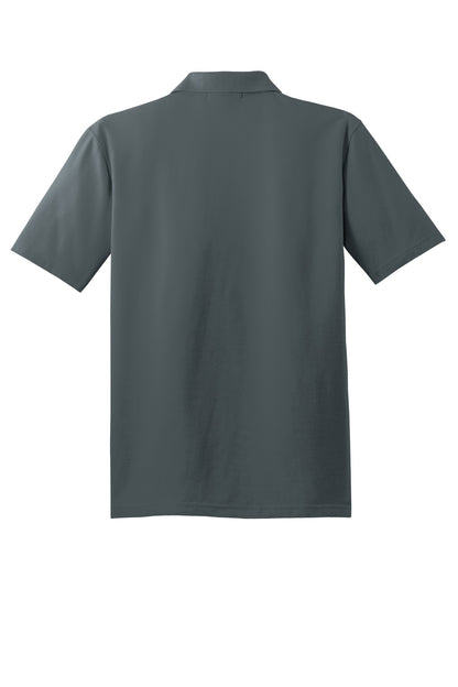 Rear View of Steel Grey Port Authority Tall Stain-Release Polo. TLK510