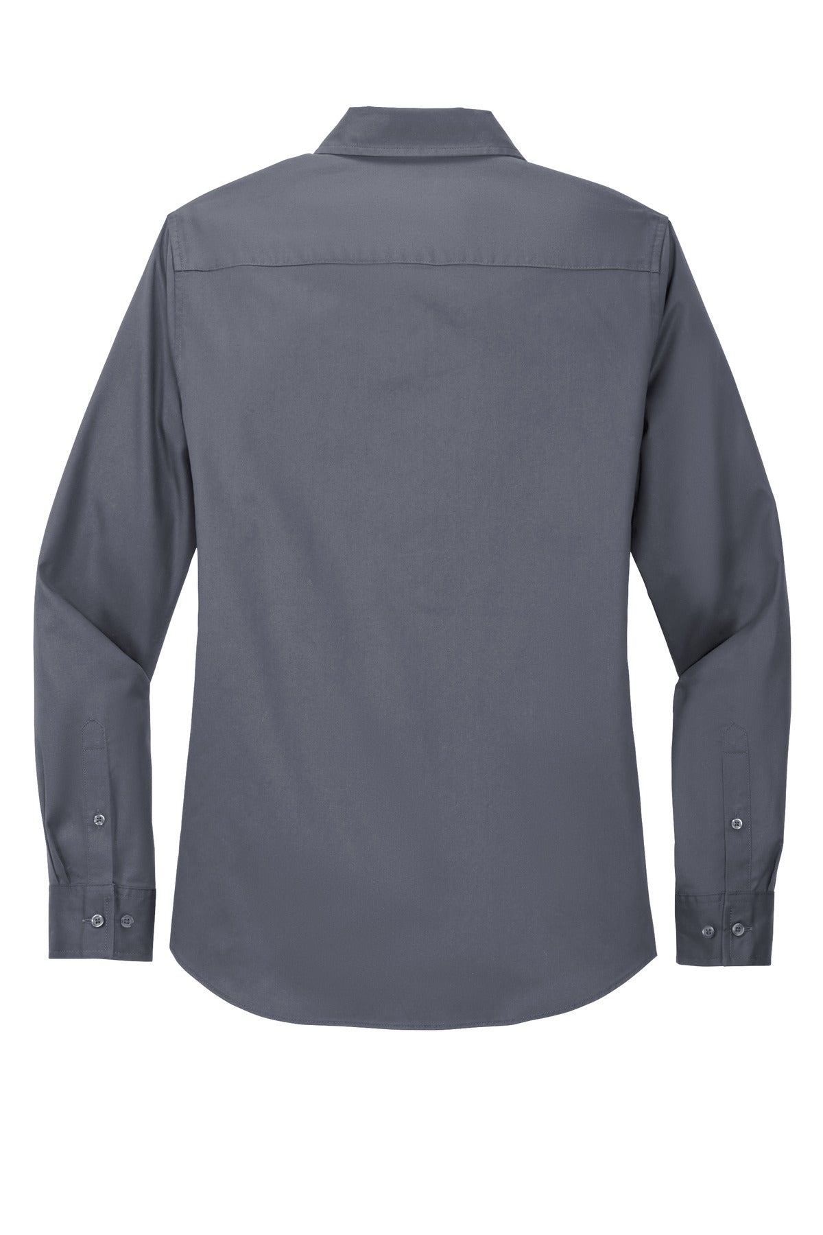 Rear View of Steel Grey Port Authority Women's Long Sleeve Easy Care Shirt. L608