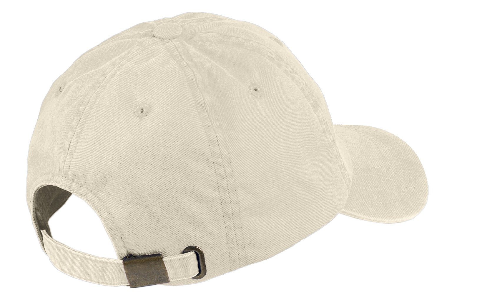 Rear View of Stone Port Authority Garment-Washed Cap. PWU