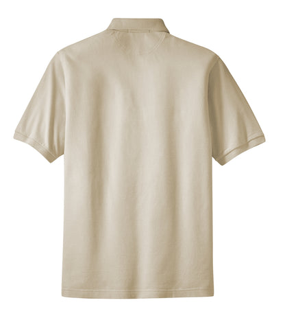 Rear View of Stone Port Authority Heavyweight Cotton Pique Polo with Pocket. K420P