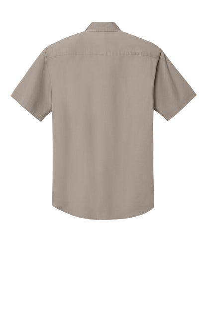 Rear View of Stone Port Authority Short Sleeve Twill Shirt. S500T