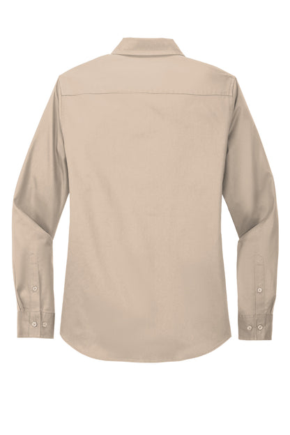 Rear View of Stone Port Authority Women's Long Sleeve Easy Care Shirt. L608