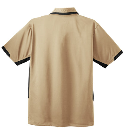 Rear View of Stone/Black Port Authority Dry Zone Colorblock Ottoman Polo. K524