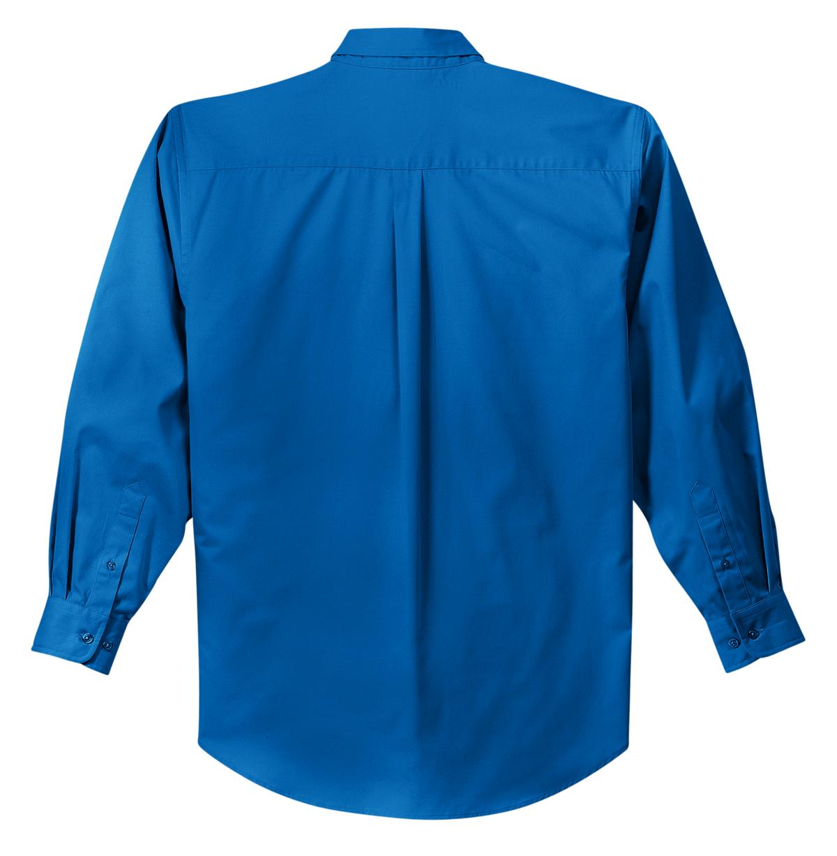 Rear View of Strong Blue Port Authority Extended Size Long Sleeve Easy Care Shirt S608ES