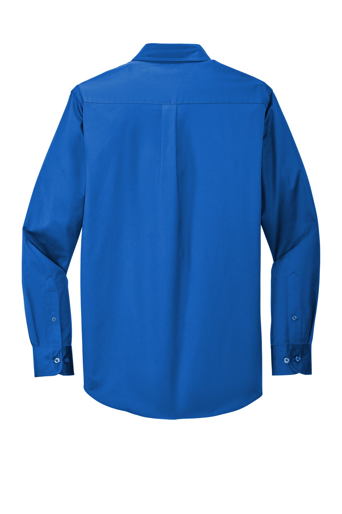 Rear View of Strong Blue Port Authority Extended Size Long Sleeve Easy Care Shirt S608ES