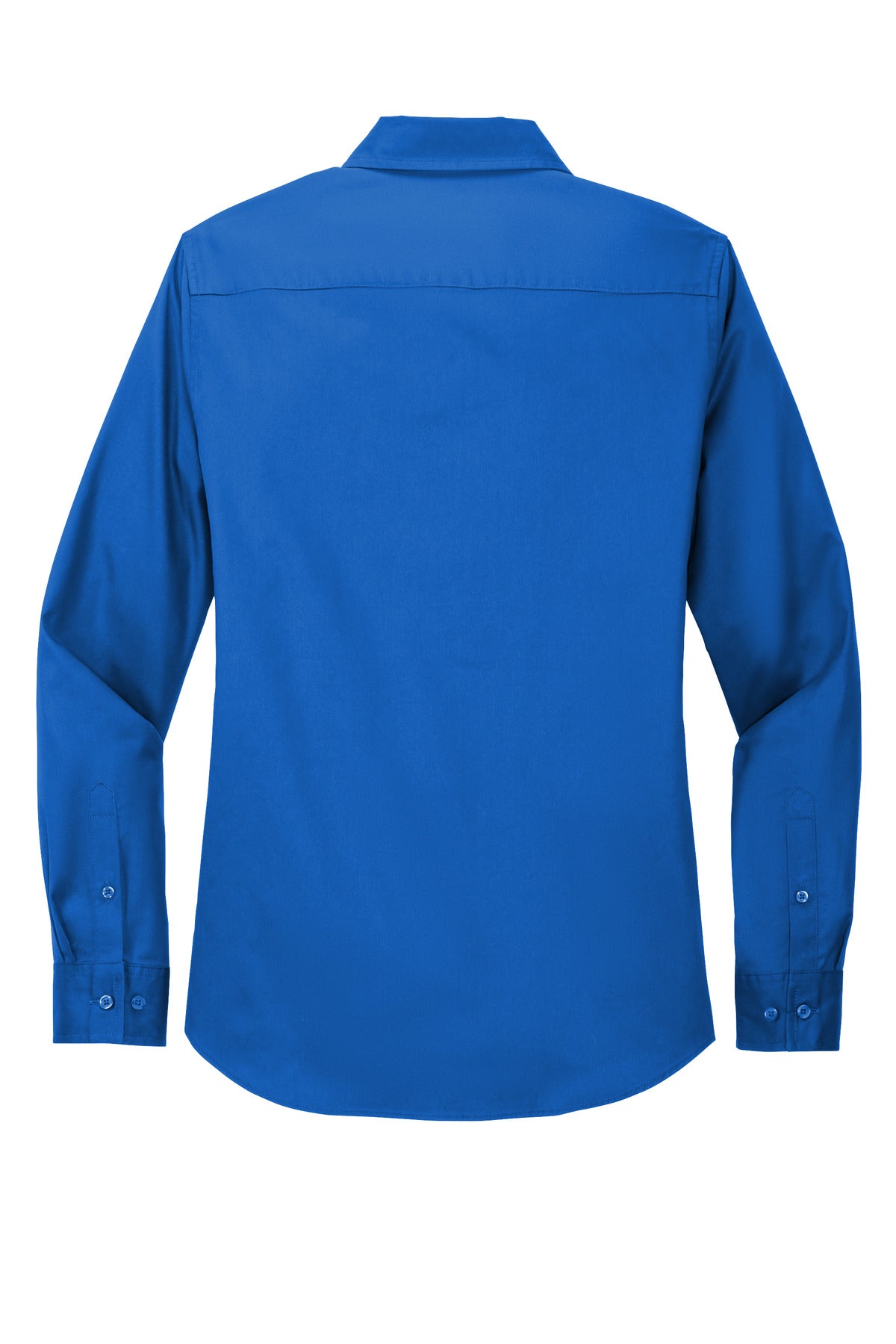 Rear View of Strong Blue Port Authority Women's Long Sleeve Easy Care Shirt. L608