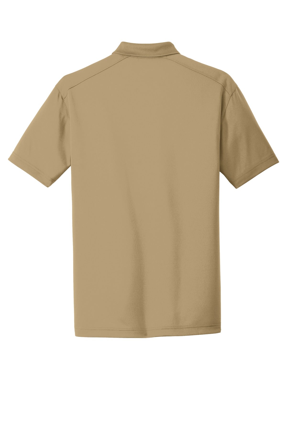 Rear View of Tan CornerStone Select Lightweight Snag-Proof Polo. CS418