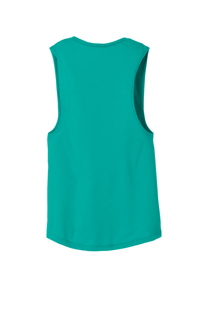 Rear View of Teal BELLA+CANVAS Women's Flowy Scoop Muscle Tank. BC8803