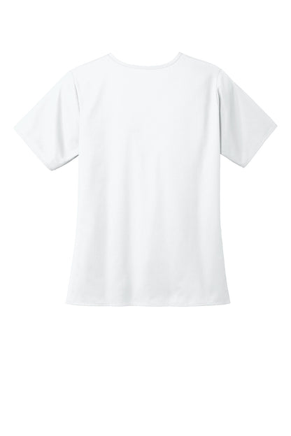 Rear View of Teal Wink Women's WorkFlex V-Neck Top WW4560