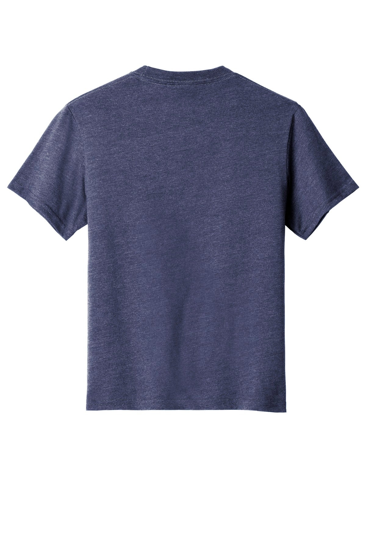 Rear View of Team Navy Hthr Port & Company Youth Fan Favorite Blend Tee. PC455Y