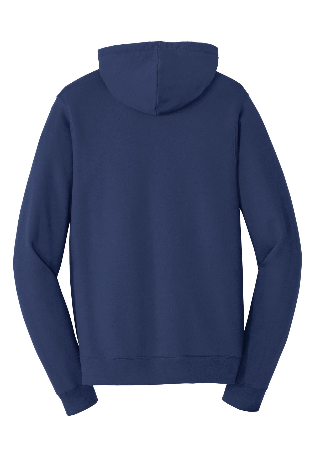 Rear View of Team Navy Port & Company Fan Favorite Fleece Pullover Hooded Sweatshirt. PC850H
