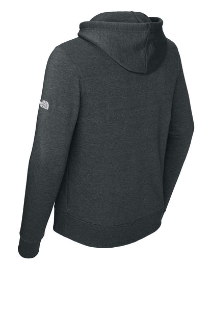 Rear View of TNFBlkHthr The North Face Sleeve Logo Pullover Hoodie NF0A8AU0