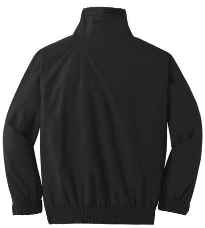 Rear View of Tr Black/Tr Bk Port Authority Competitor Jacket. JP54