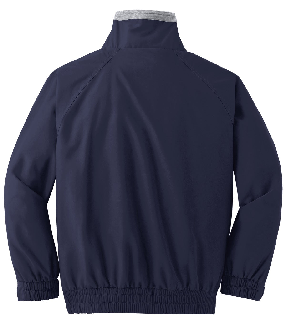 Rear View of Tr Navy/Gr Hth Port Authority Competitor Jacket. JP54