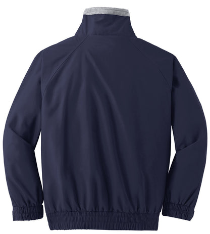 Rear View of Tr Navy/Gr Hth Port Authority Competitor Jacket. JP54