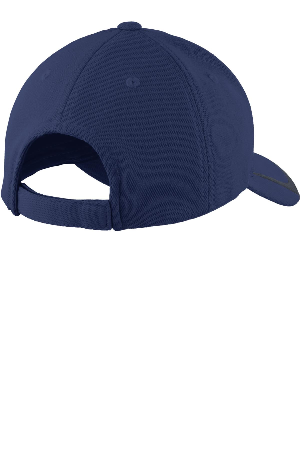 Rear View of Tr Navy/Grapht Sport-Tek Pique Colorblock Cap. STC24