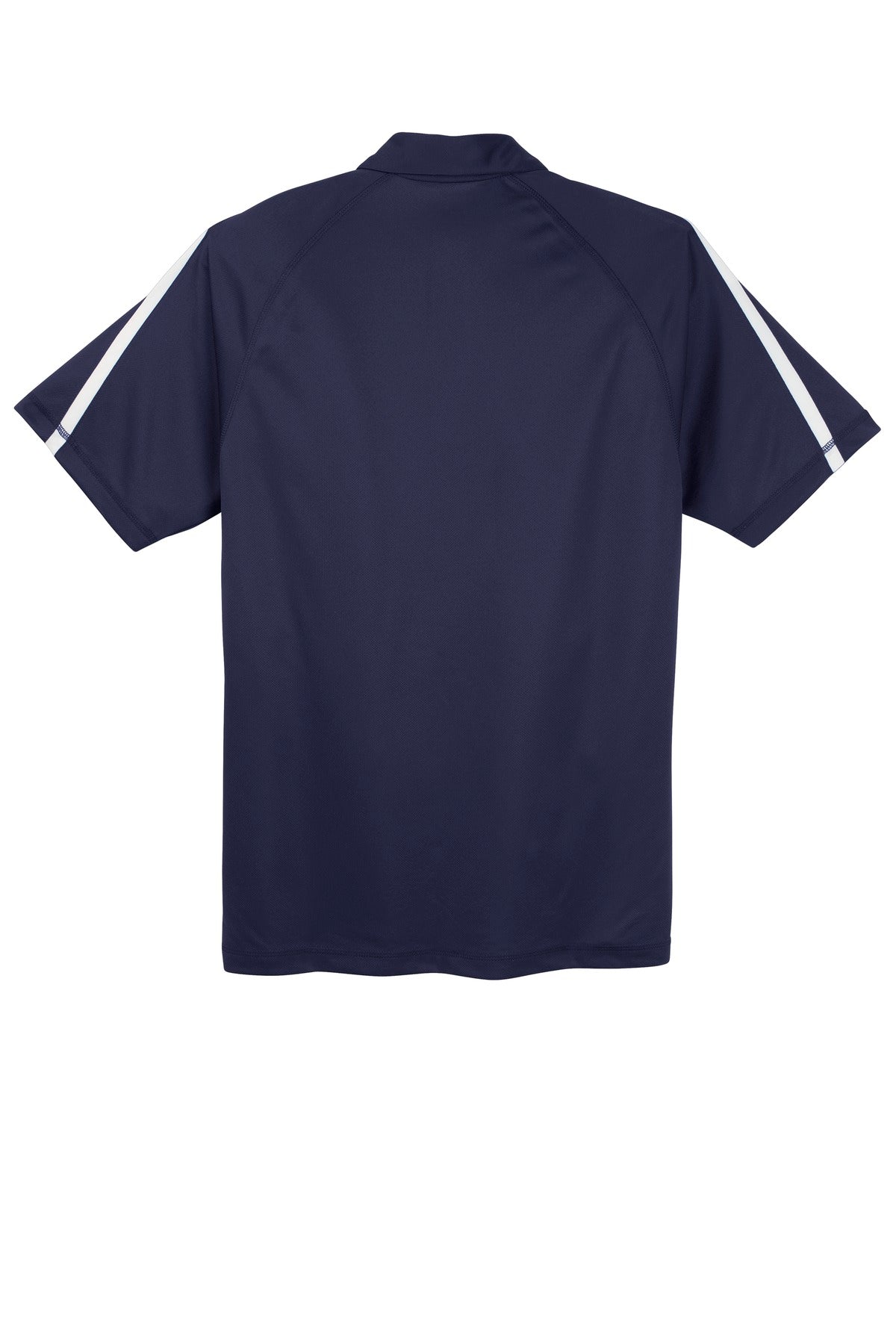 Rear View of Tr Navy/White Sport-Tek PosiCharge Micro-Mesh Colorblock Polo. ST685