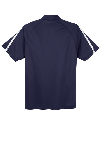 Rear View of Tr Navy/White Sport-Tek PosiCharge Micro-Mesh Colorblock Polo. ST685