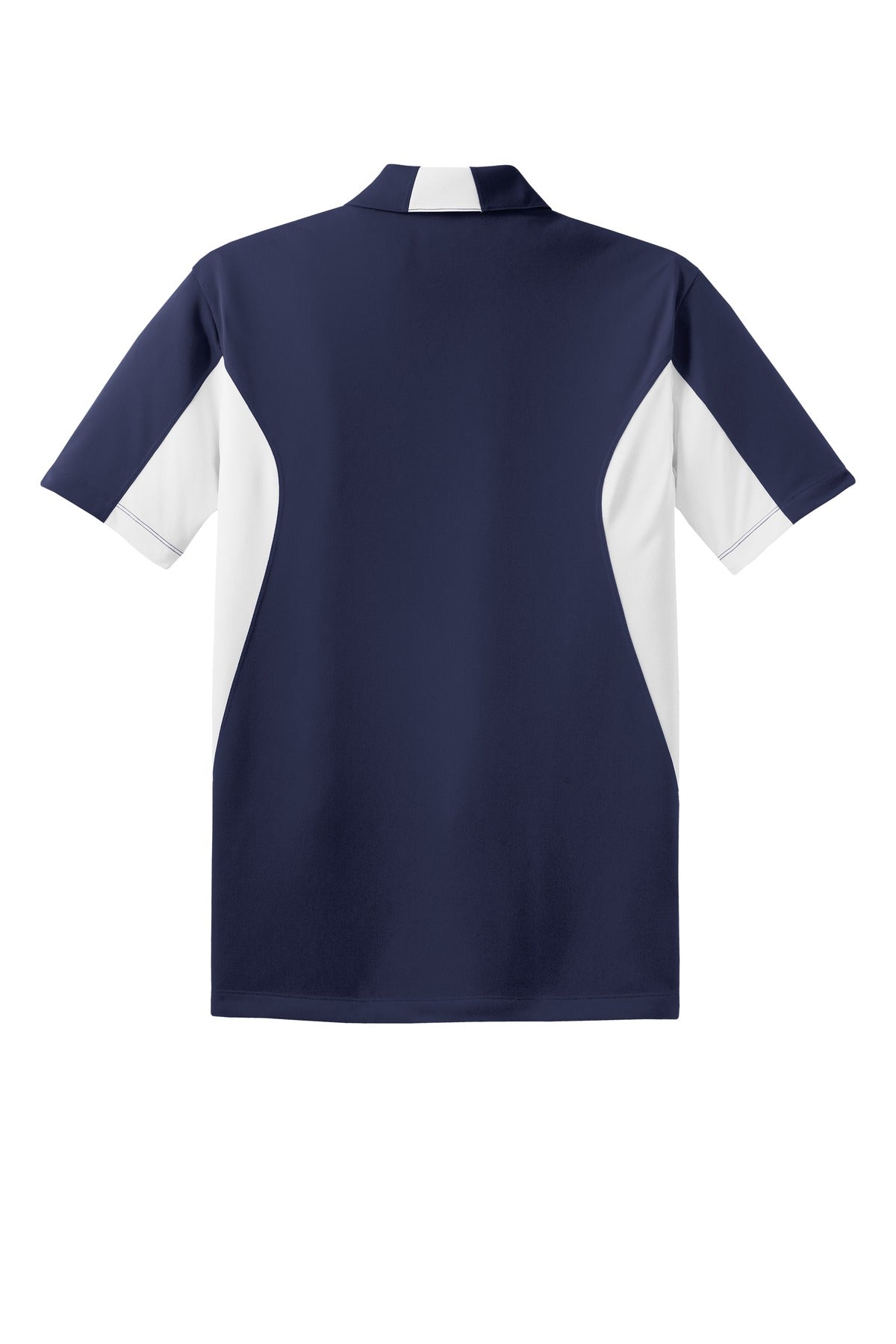 Rear View of Tr Navy/White Sport-Tek Tall Side Blocked Micropique Sport-Wick Polo. TST655