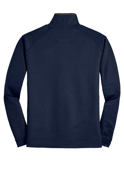 Rear View of Tr Nvy/Iron Gy Port Authority Vertical Texture 1/4-Zip Pullover. K805