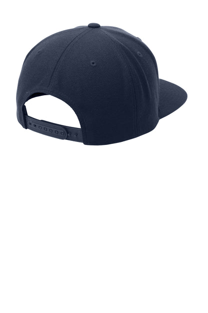 Rear View of Tr Nvy/Tr Nvy Sport-Tek YP Classics Flat Bill Snapback Cap. STC19