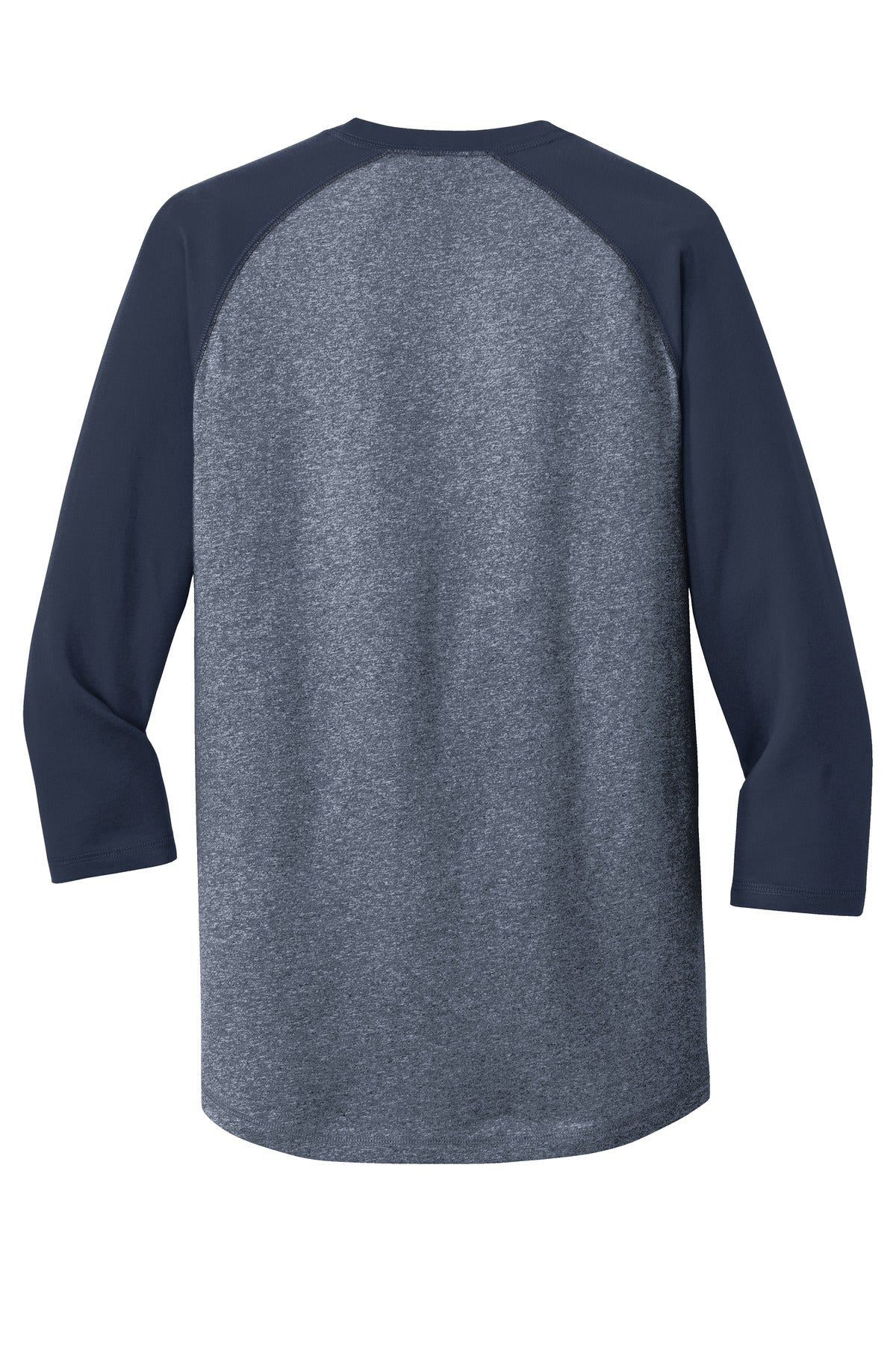 Rear View of Tr Ny/Tr Ny Tw New Era Heritage Blend 3/4-Sleeve Baseball Raglan Tee. NEA104