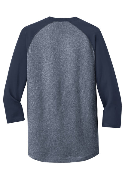Rear View of Tr Ny/Tr Ny Tw New Era Heritage Blend 3/4-Sleeve Baseball Raglan Tee. NEA104