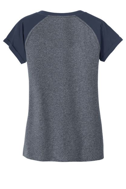 Rear View of Tr Ny/Tr Ny Tw New Era Women's Heritage Blend Varsity Tee. LNEA107