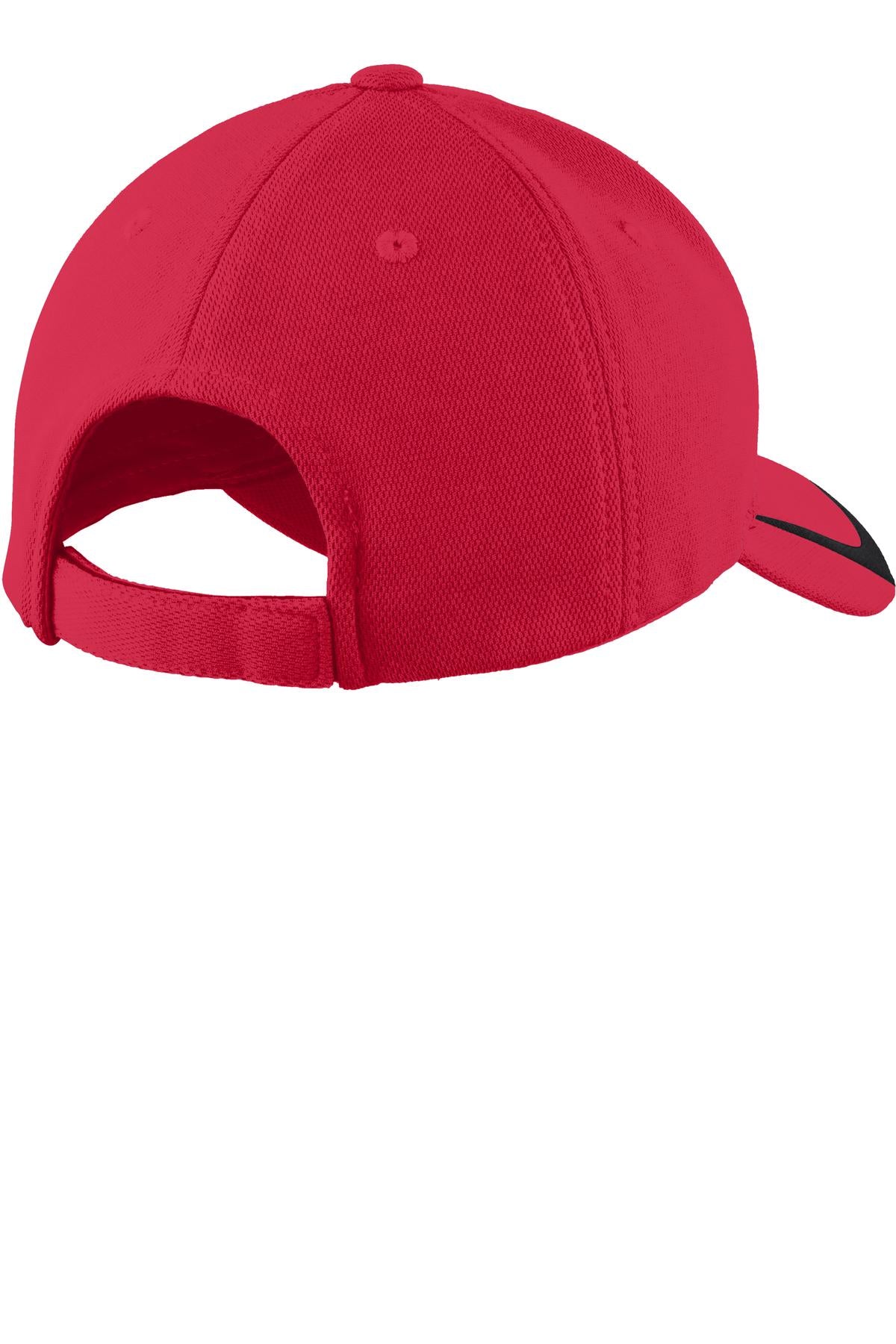Rear View of Tr Red/Black Sport-Tek Pique Colorblock Cap. STC24