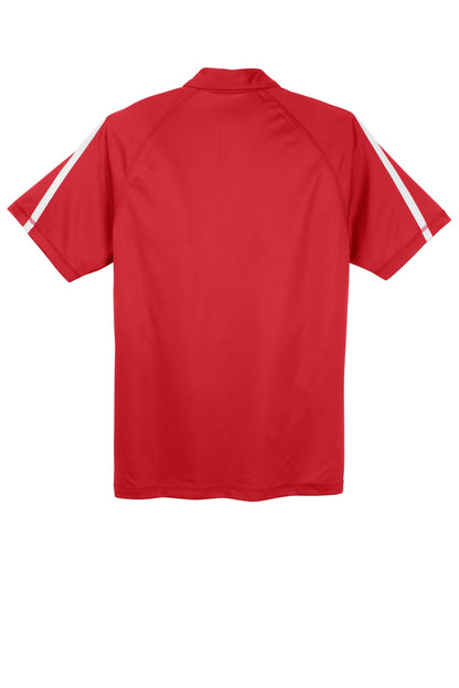 Rear View of Tr Red/White Sport-Tek PosiCharge Micro-Mesh Colorblock Polo. ST685