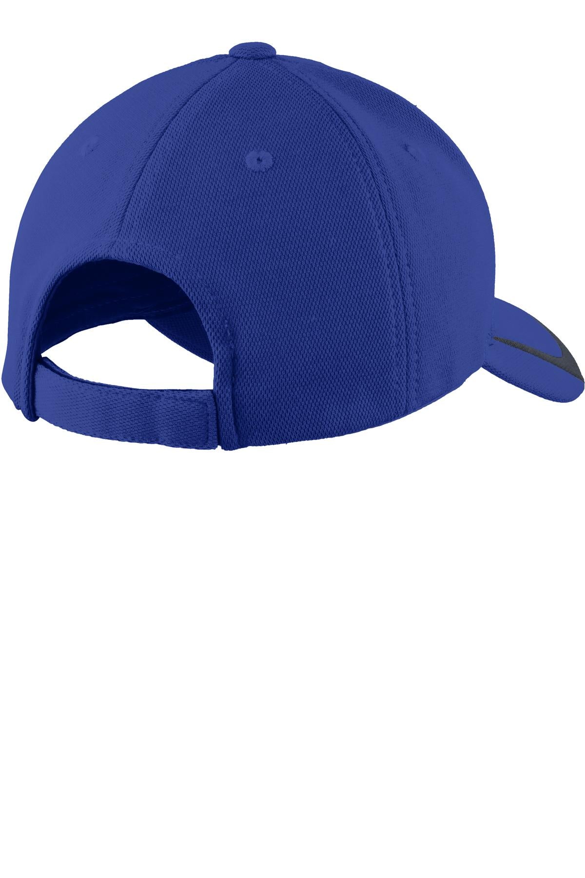 Rear View of Tr Royal/Graph Sport-Tek Pique Colorblock Cap. STC24