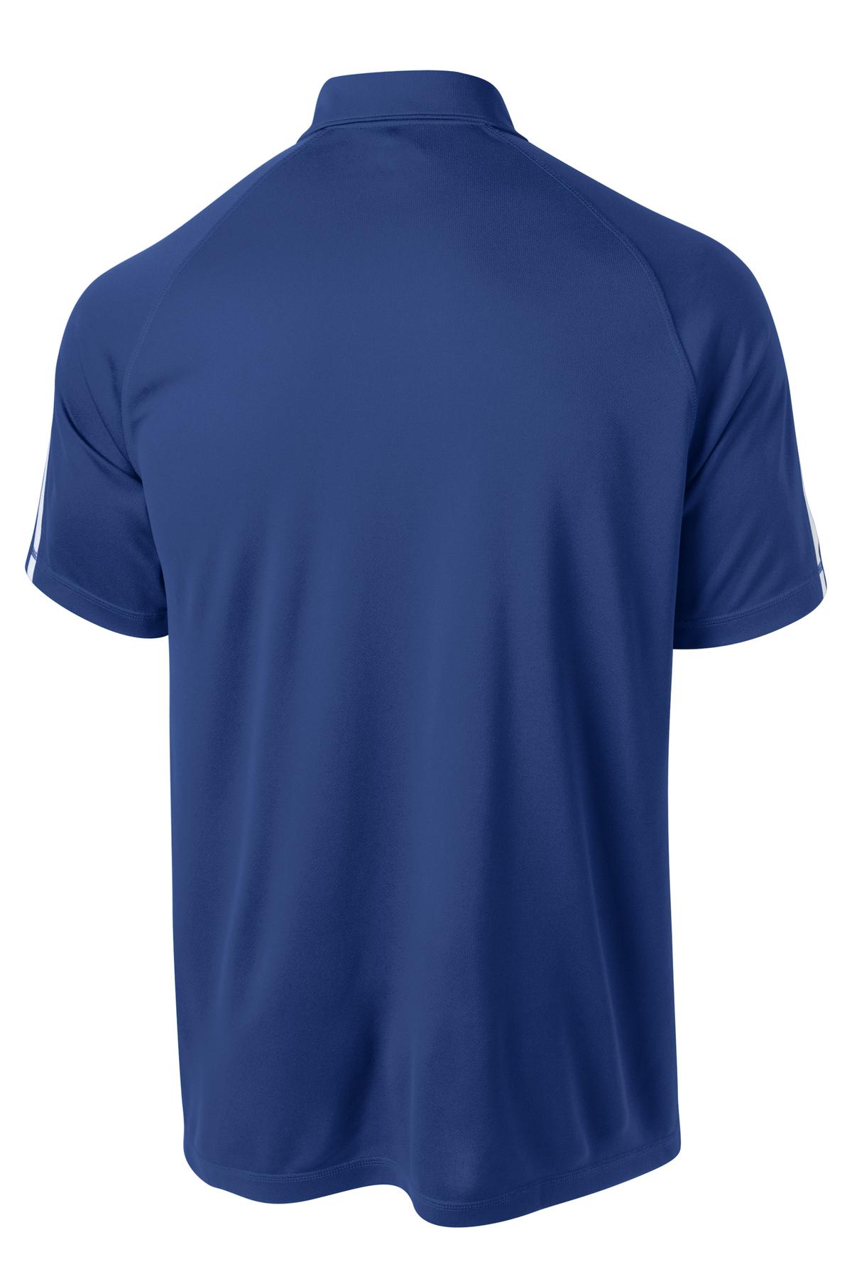 Rear View of Tr Royal/White Sport-Tek PosiCharge Micro-Mesh Colorblock Polo. ST685