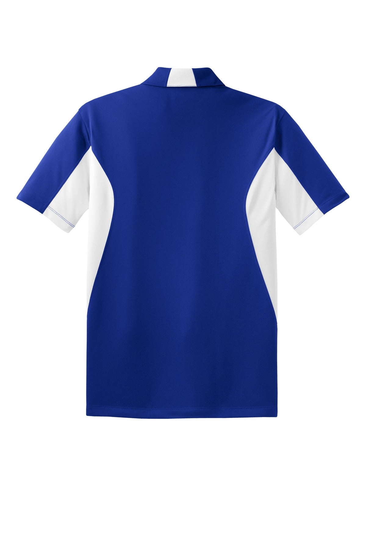 Rear View of Tr Royal/White Sport-Tek Tall Side Blocked Micropique Sport-Wick Polo. TST655