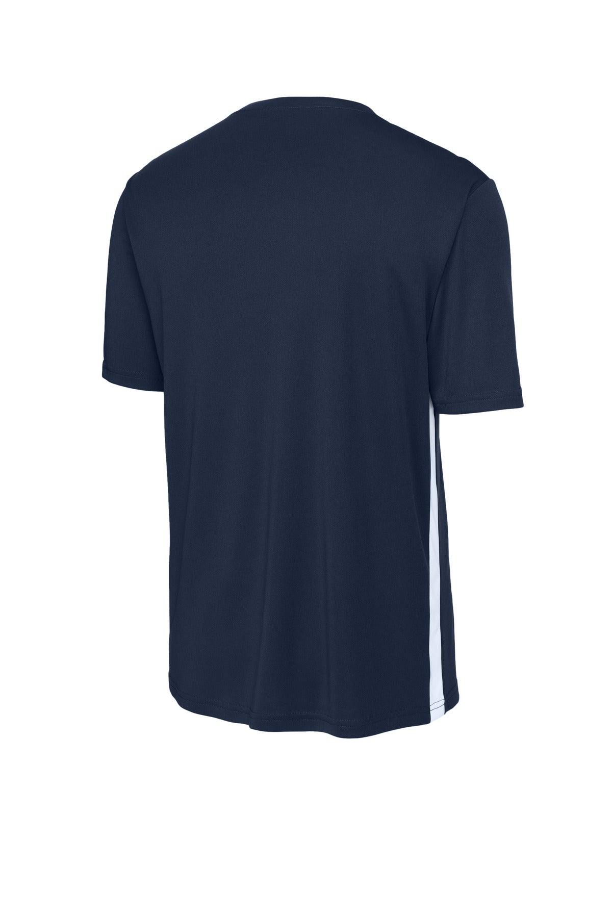 Rear View of TrNv/White Sport-Tek Competitor United V-Neck ST101