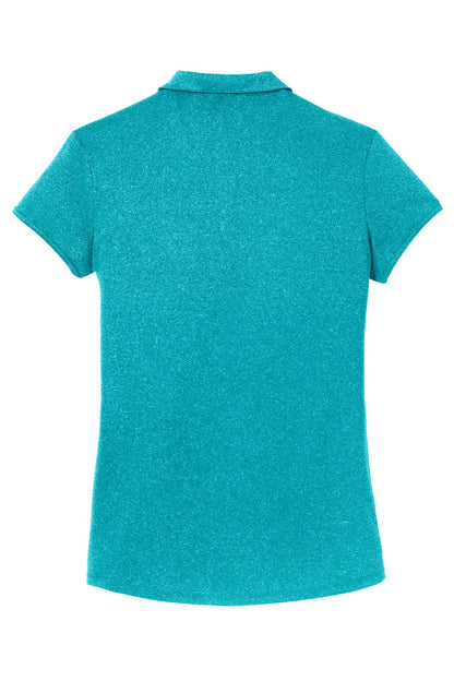 Rear View of Tropic Blue He Port Authority Women's Trace Heather Polo. L576