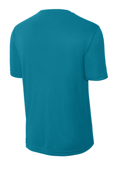Rear View of Tropic Blue Sport-Tek Tall PosiCharge Competitor Tee. TST350