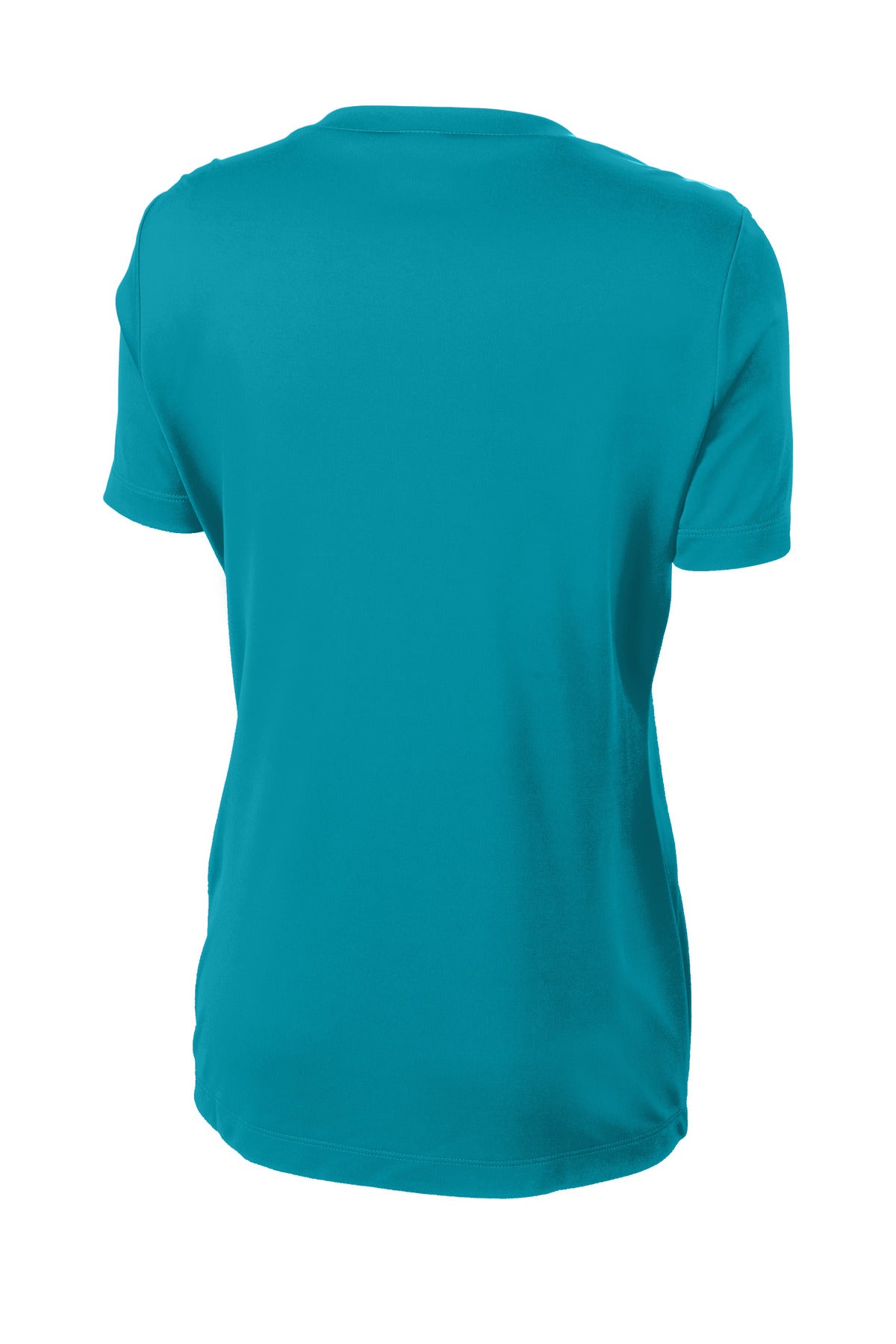 Rear View of Tropic Blue Sport-Tek Women's PosiCharge Competitor Tee. LST350