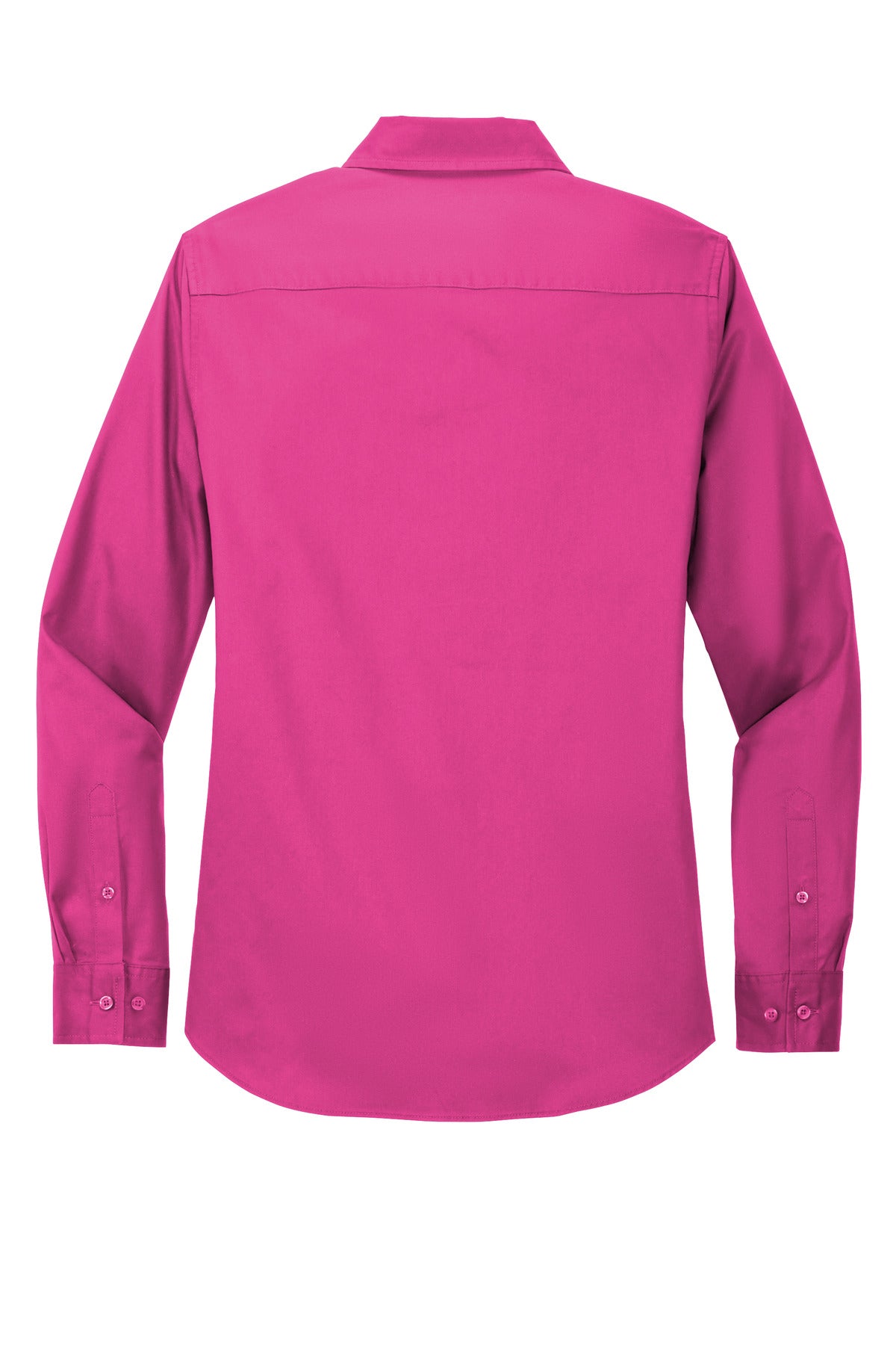 Rear View of Tropical Pink Port Authority Women's Long Sleeve Easy Care Shirt. L608