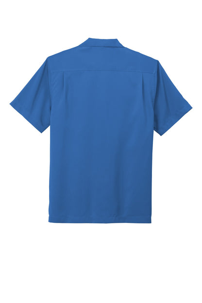 Rear View of True Blue Port Authority Short Sleeve Performance Staff Shirt W400