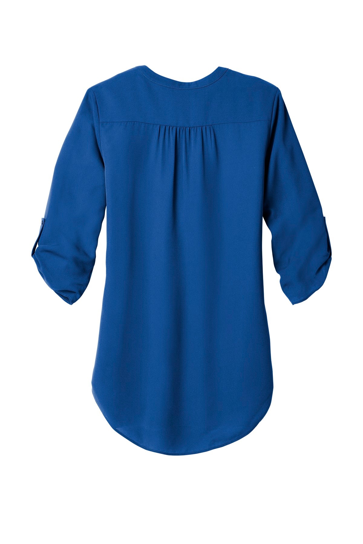 Rear View of True Blue Port Authority Women's 3/4-Sleeve Tunic Blouse. LW701